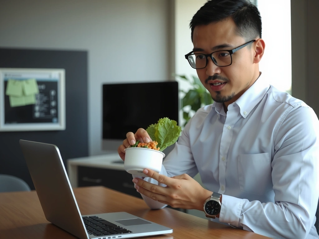 Office worker eating healthy